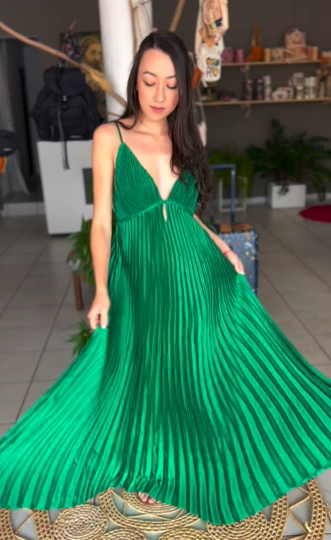 Simple Green V Neck Pleated Party Evening Dress,A Line Prom Dress - VelvetHem