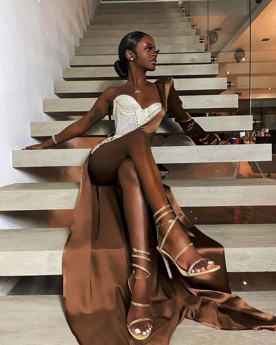 Black Girl Long Prom Dress Mermaid One Shoulder Evening Gown - VelvetHem
