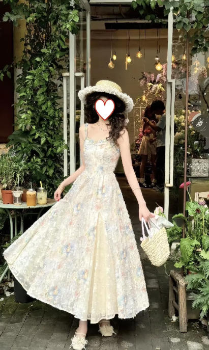 New Pretty French-style Elegant Summer Women's Long Dress - VelvetHem