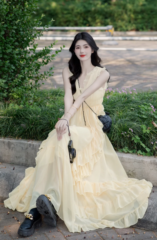 New Pretty French-style Elegant Summer Women's Long Dress - VelvetHem