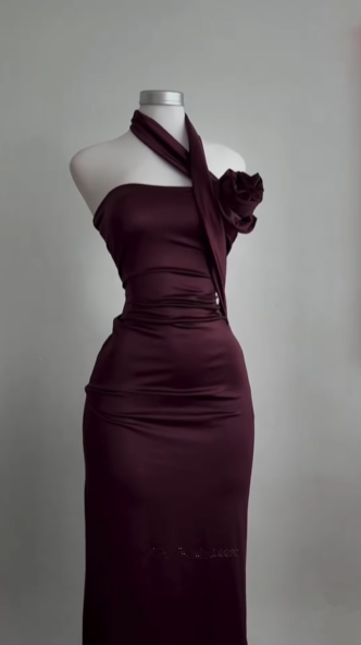 Vintage Burgundy Sheath Party Evening Dress,Long Prom Dress - View 5 | VelvetHem