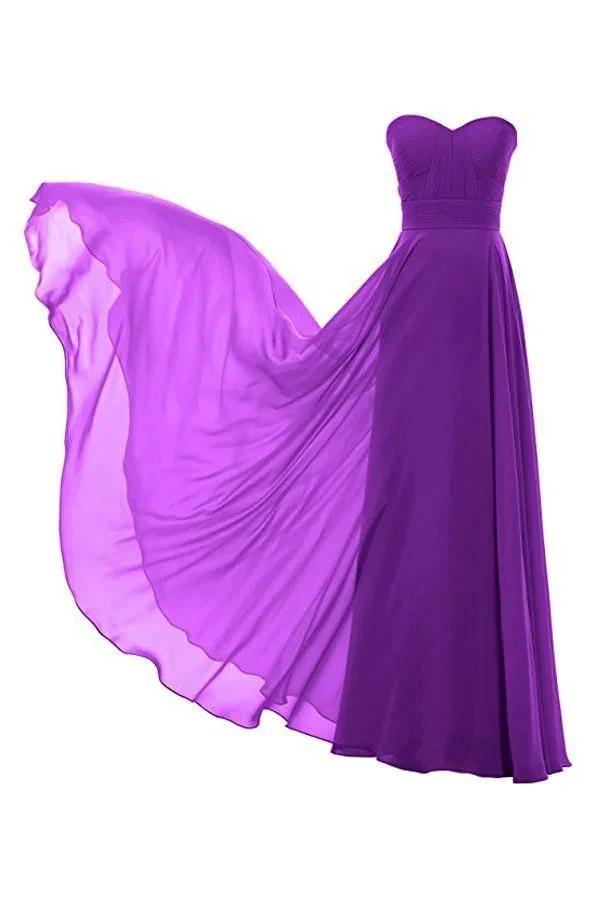 A-line Chiffon Bridesmaid Dress Floor Length Prom Evening Gown (ZD13182) - VelvetHem