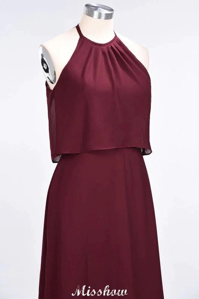 A-Line Chiffon Jewel Sleeveless Bridesmaid Dress Floor-Length Formal Event Dress (ZD12899)