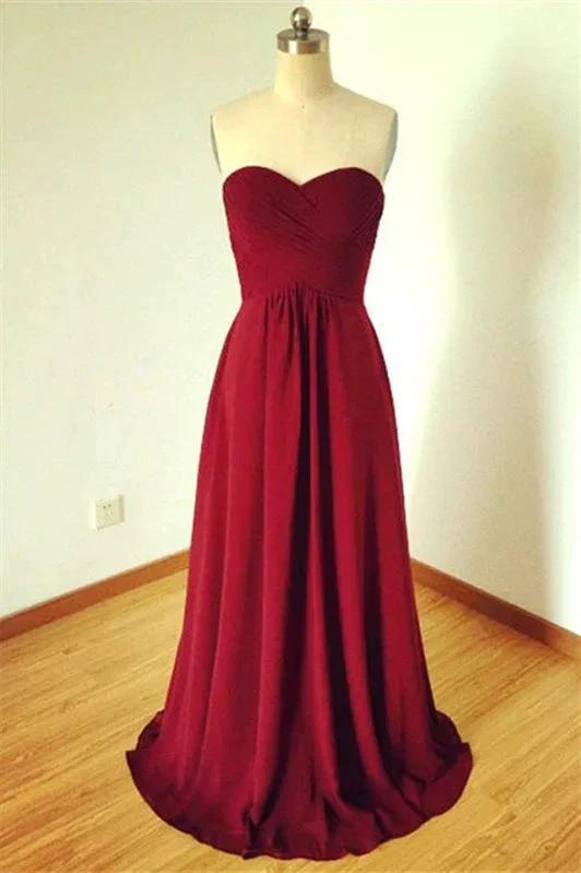 A-Line Elegant Sleeveless Sweetheart Floor-Length Chiffon Bridesmaid Dresses (ZD13137) - VelvetHem