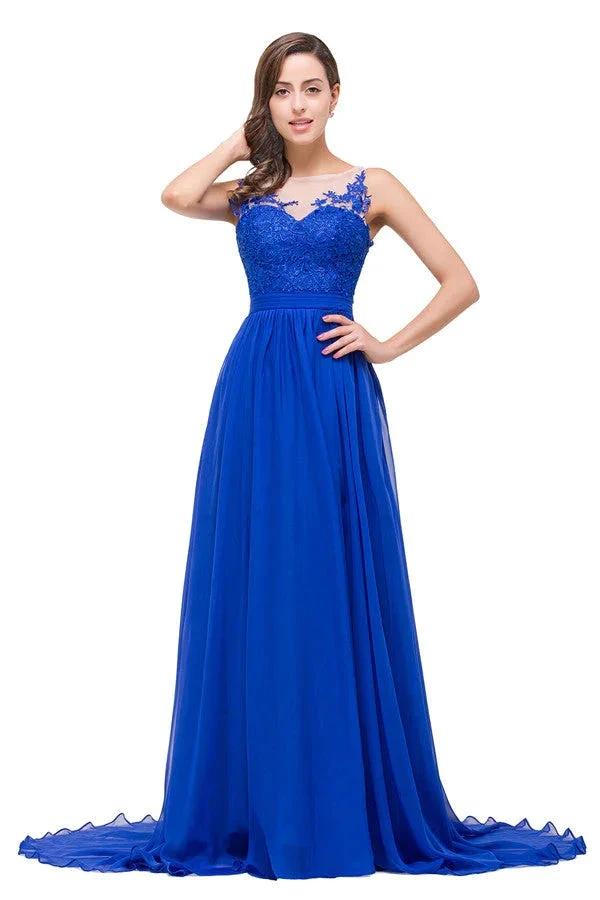 A-line Floor-length Crew Chiffon Bridesmaid Dresses (ZD13076)