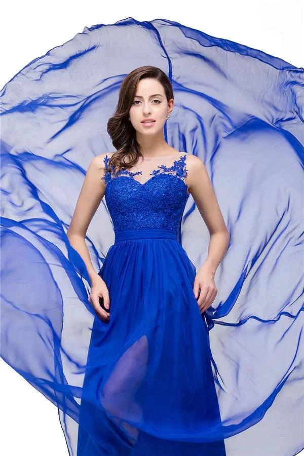 A-line Floor-length Crew Chiffon Bridesmaid Dresses (ZD13076)