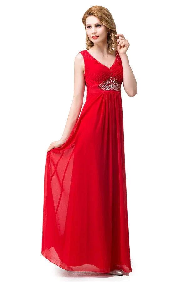 A-line Knee-length V-neck Red Bridesmaid Dresses (ZD13077)