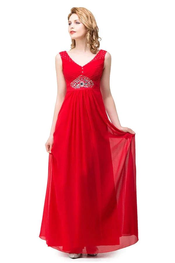 A-line Knee-length V-neck Red Bridesmaid Dresses by misshow.com
