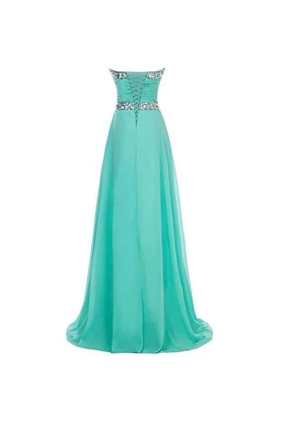 A-line Long Chiffon Prom Dress Evening Gown Crystal Beaded (ZD13162)