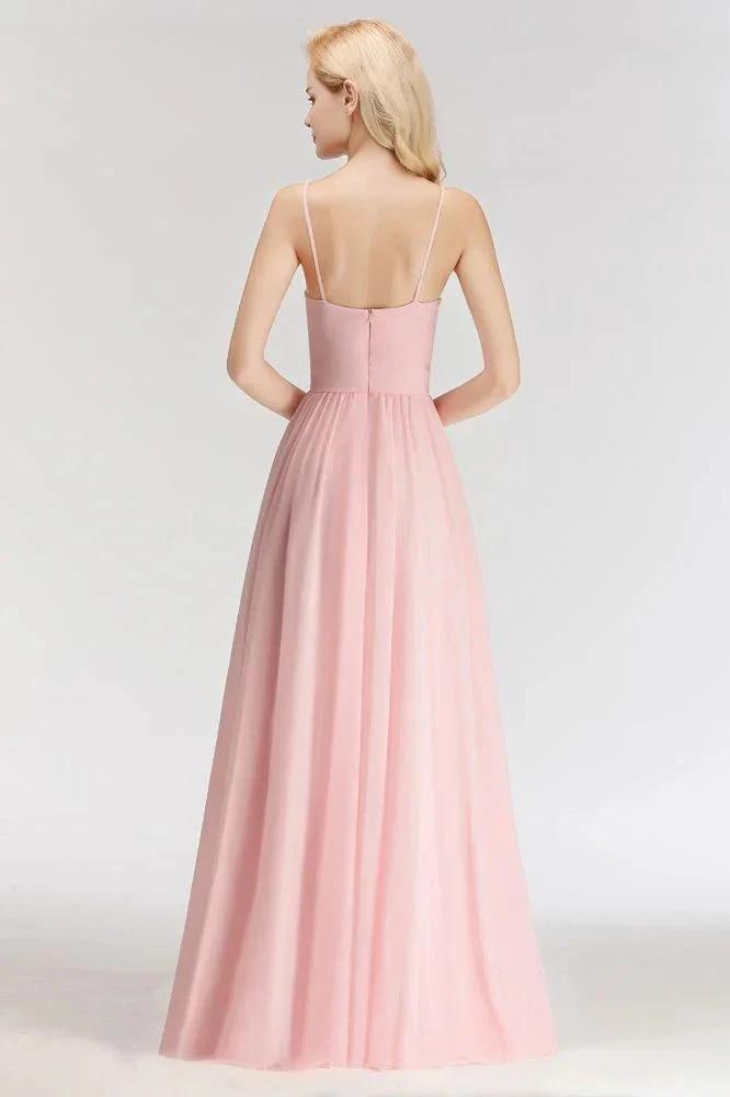 A-line Long Sweetheart Spaghetti Sleeveless Bridesmaid Dress (ZD13046)