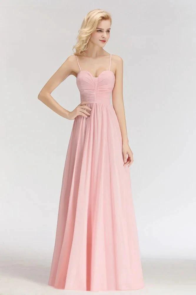A-line Long Sweetheart Spaghetti Sleeveless Bridesmaid Dress (ZD13046)