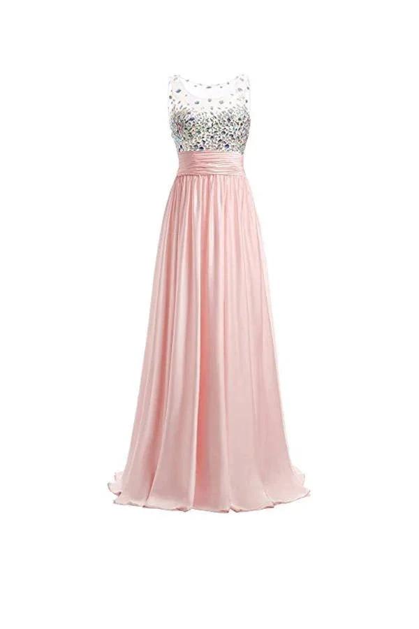 A-line Prom Dresses Floor Length Chiffon Evening Gowns (ZD13165) - VelvetHem