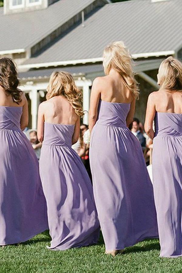 A-Line Sweetheart Backless Lavender Chiffon Bridesmaid Dress with Ruched (ZD13253)