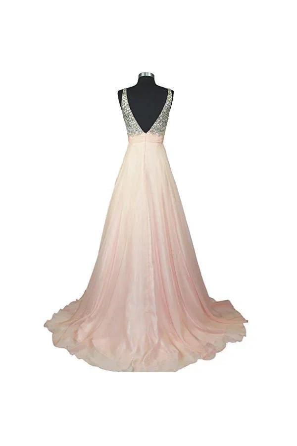 A Line V-neck  Formal Chiffon Prom Dress With Beading (ZD13167)