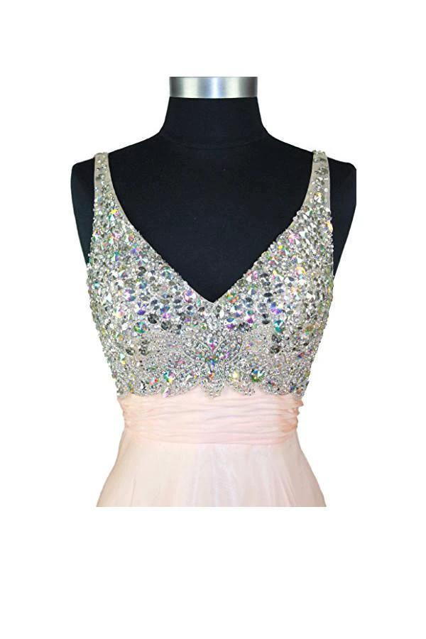 A Line V-neck  Formal Chiffon Prom Dress With Beading (ZD13167)