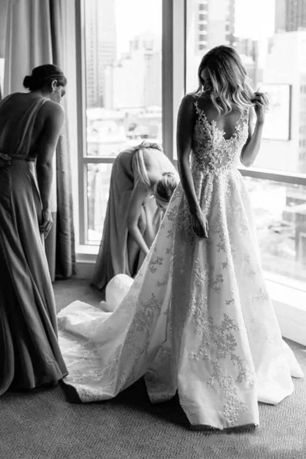 A-line Vintage Lace Wedding Gowns  Illusion Neck Wedding Dresses (ZD16343)