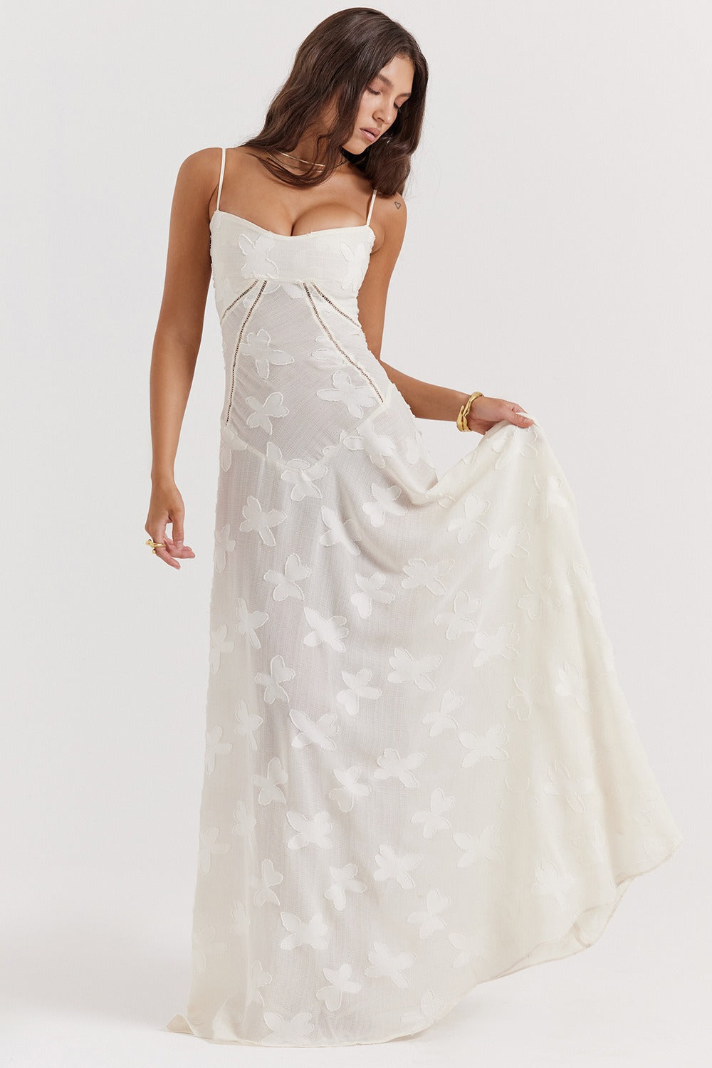 Lace Tie - Strap Romantic Maxi Dress