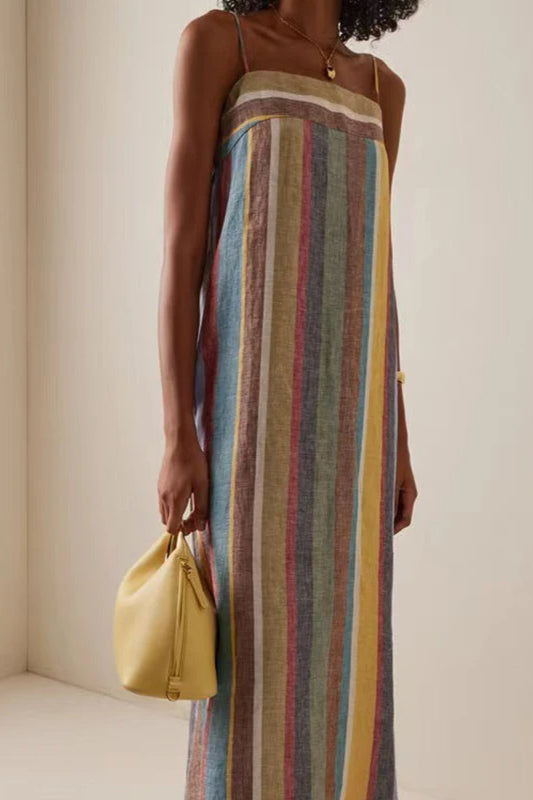 Striped Printed Strap Dress with Modern Everyday Styling