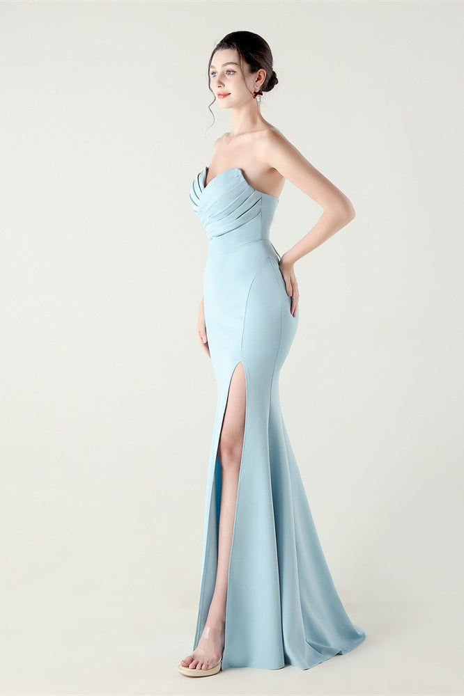 Strapless Sweetheart Pleated Modern Dress for Everyday Wear