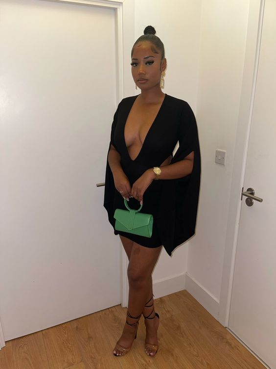 Deep V Neck Short Party Dress With Split Sleeves Night Dinner Dress - VelvetHem