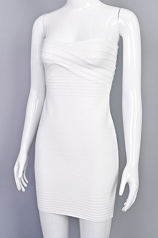 Aaliyah Bandage Mini Dress - White Pearl