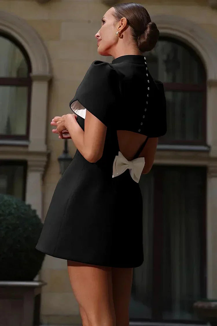 Fia Elegant Petal Sleeves Mini Dress