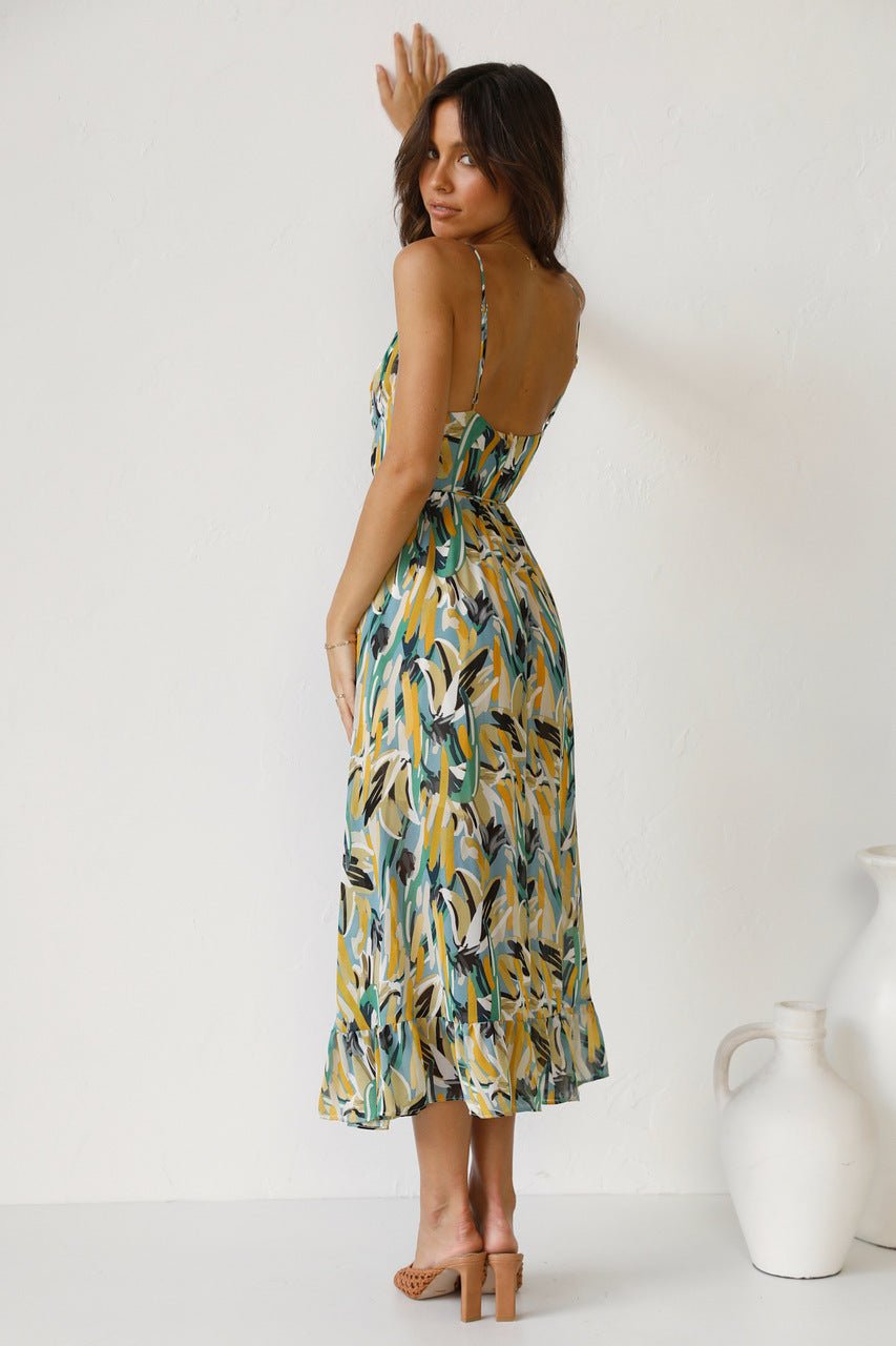 María Boutique José Printed Midi Summer Dress with Ruffle Trim Chic Silhouette Collection