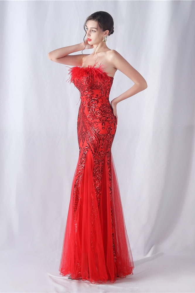 Ostrich Feather Sequin Dress with Relaxed Fit and Seasonal Wardrobe Essential