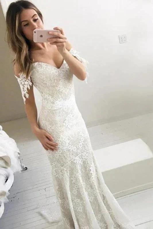 Affordable Off the Shoulder Mermaid Long Elegant Wedding Dresses (ZD14751)