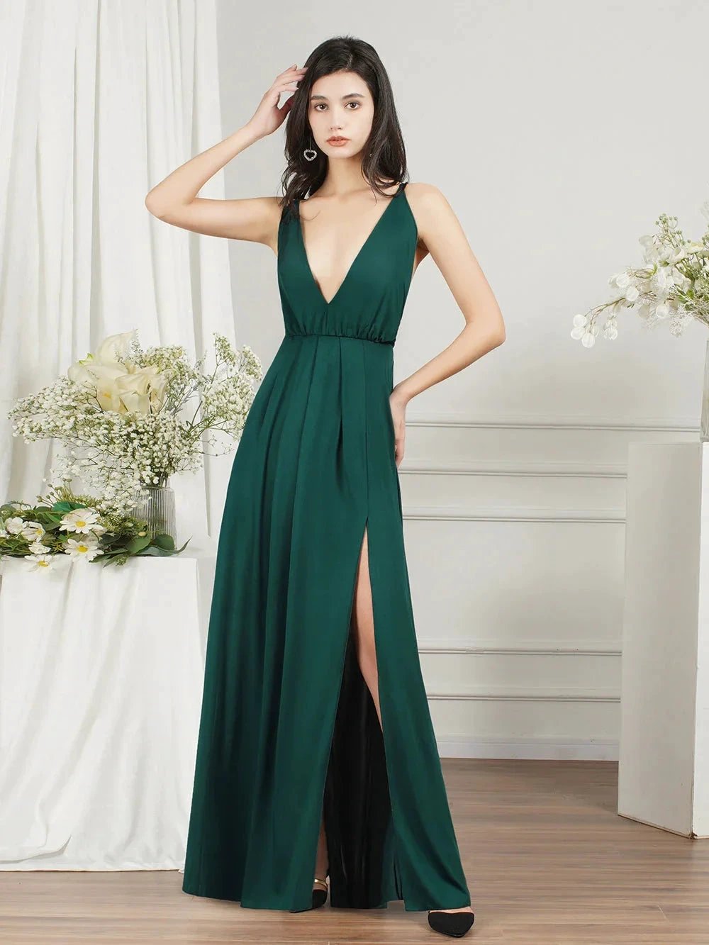 Affordable V-Neck Straps Chiffon Bridesmaid Dresses (ZD13146)
