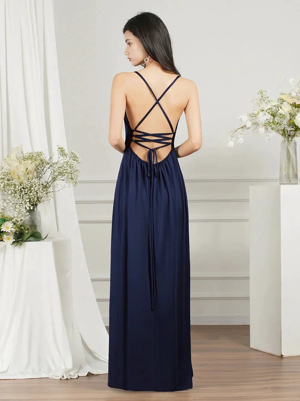 Affordable V-Neck Straps Chiffon Bridesmaid Dresses (ZD13146)