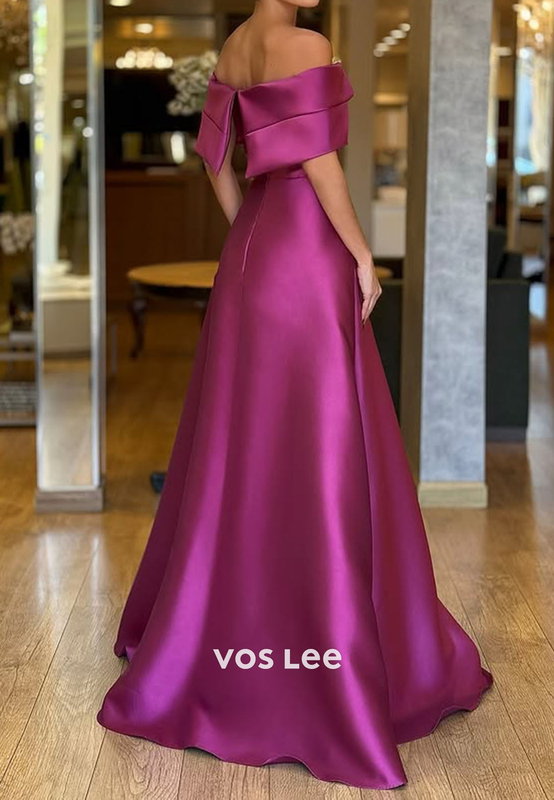 Black A-Line Prom Dresses Floor-length Off The Shoulder Evening Gown