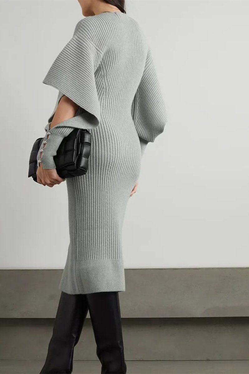 Alberta Cut - out Batwing Sleeve Midi Knit Dress