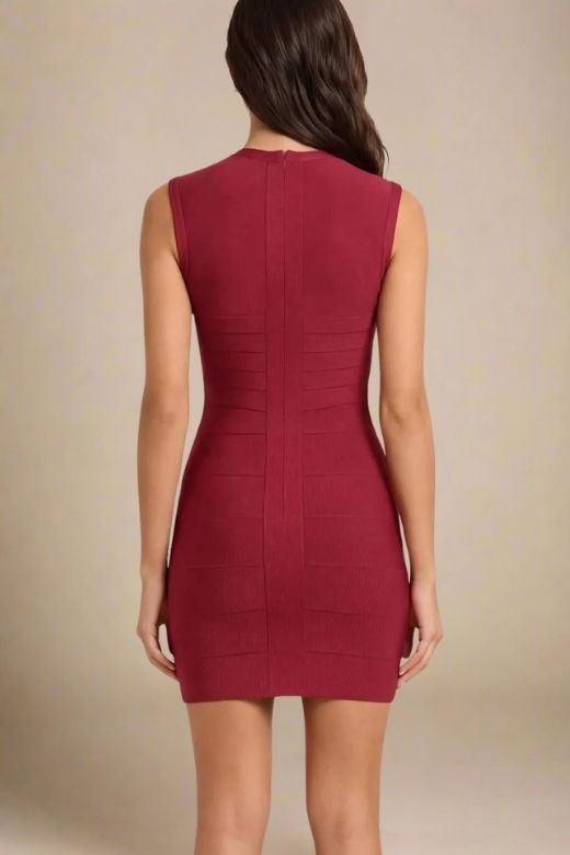 Alora Bandage Mini Dress - Red Wine