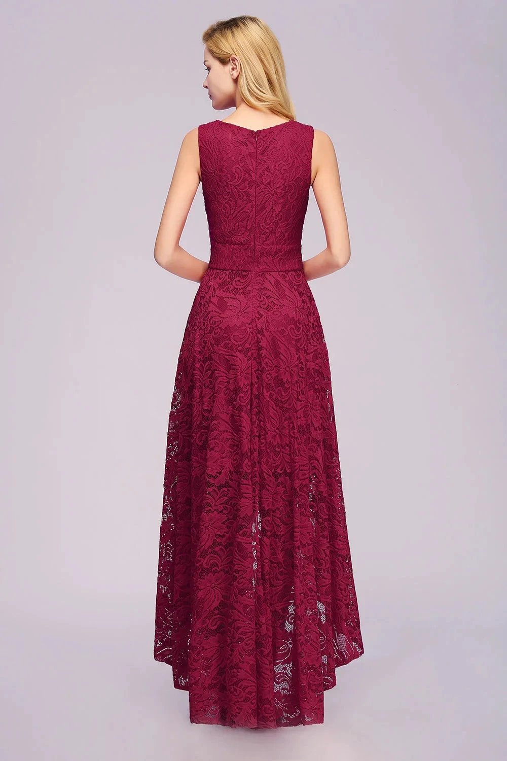 Amazing A-Line V-Neck Sleeveless Lace Bridesmaid Dress (ZD12862)