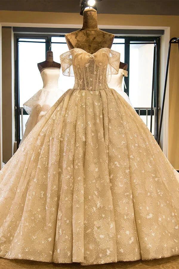 Amazing Strapless Cap sleeves Lace appliques Wedding Dress (ZD13785) - VelvetHem