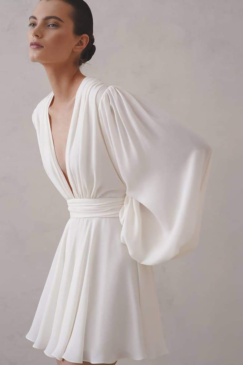 Maricarmen Aesthetic Mini Dress with Deep V Neck Chic Silhouette Collection