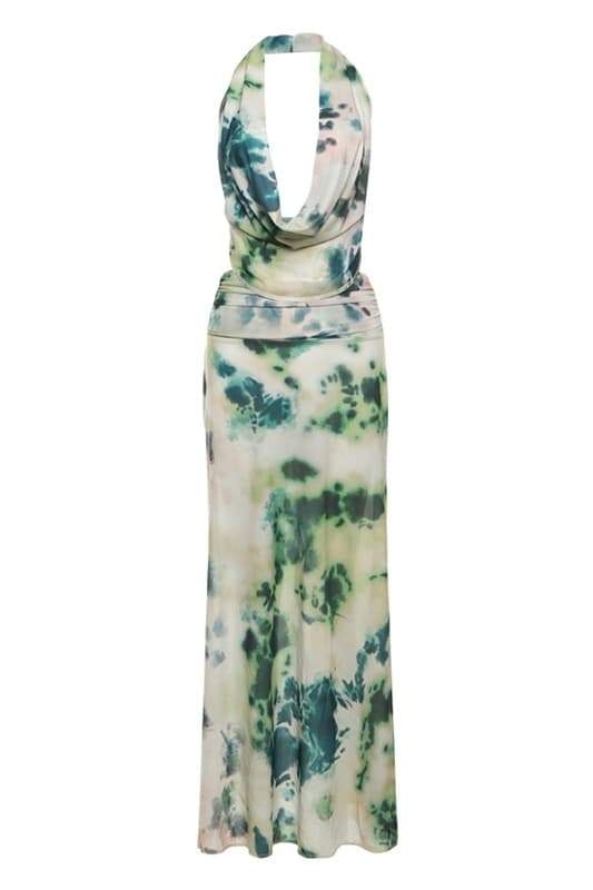 Marta Elevated Printed Halterneck Maxi Dress Evening Wear Edit
