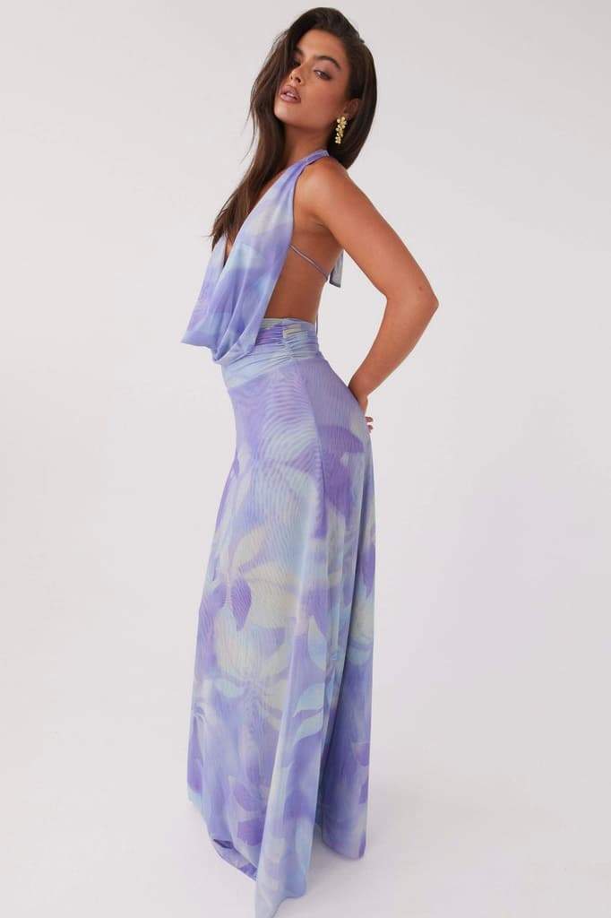 Marta Elevated Printed Halterneck Maxi Dress Evening Wear Edit
