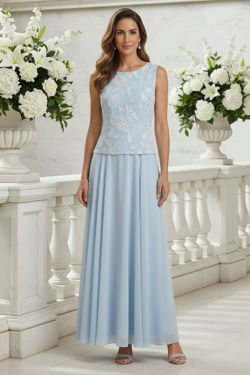 Chiffon A-Line Dress with Lace Jacket