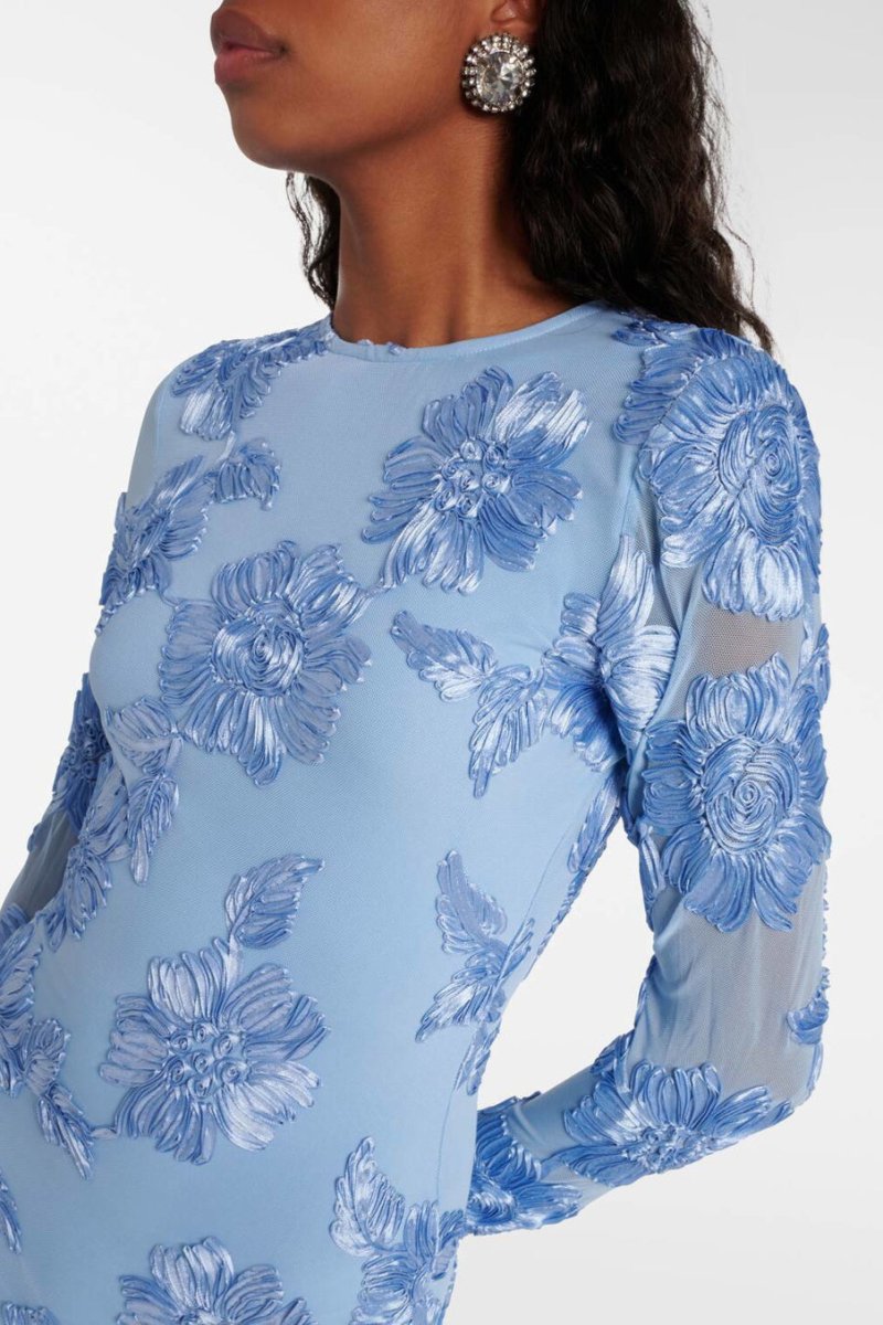 Norma Chic Backless Embroidered Mesh Mini Dress Silhouette Collection