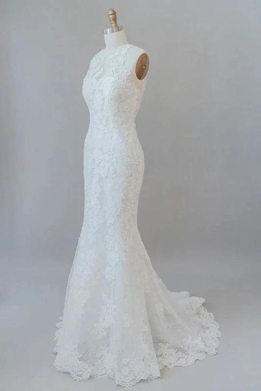 Awesome Illusion Lace Mermaid Elegant Wedding Dresses (ZD14734)