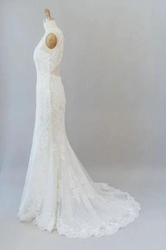 Awesome Illusion Lace Mermaid Elegant Wedding Dresses (ZD14734)