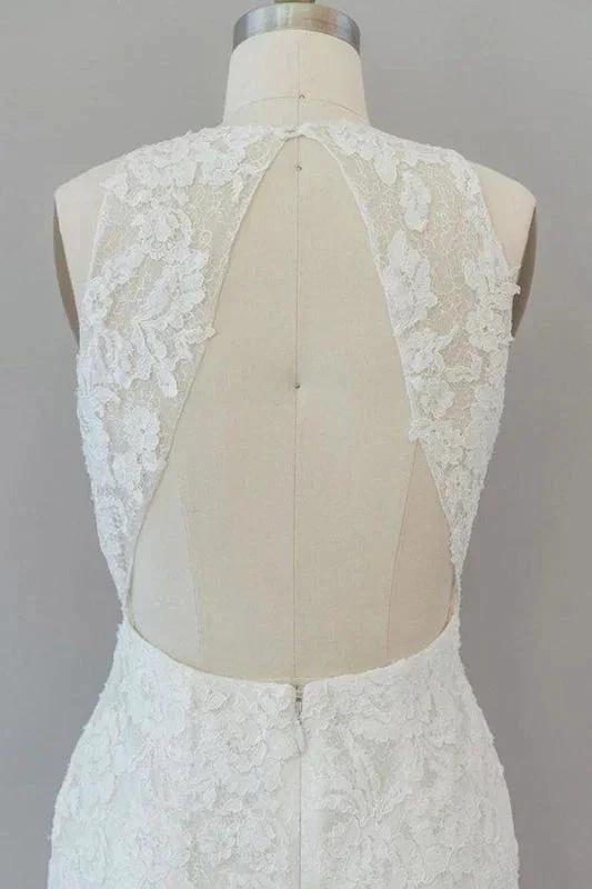 Awesome Illusion Lace Mermaid Elegant Wedding Dresses (ZD14734)