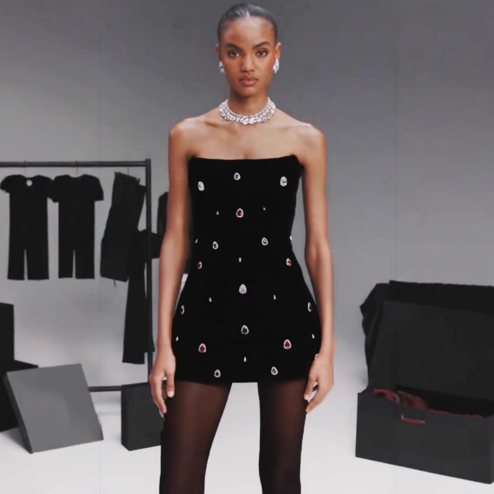 Black Strapless Bandage Prom Dress for Party - VelvetHem