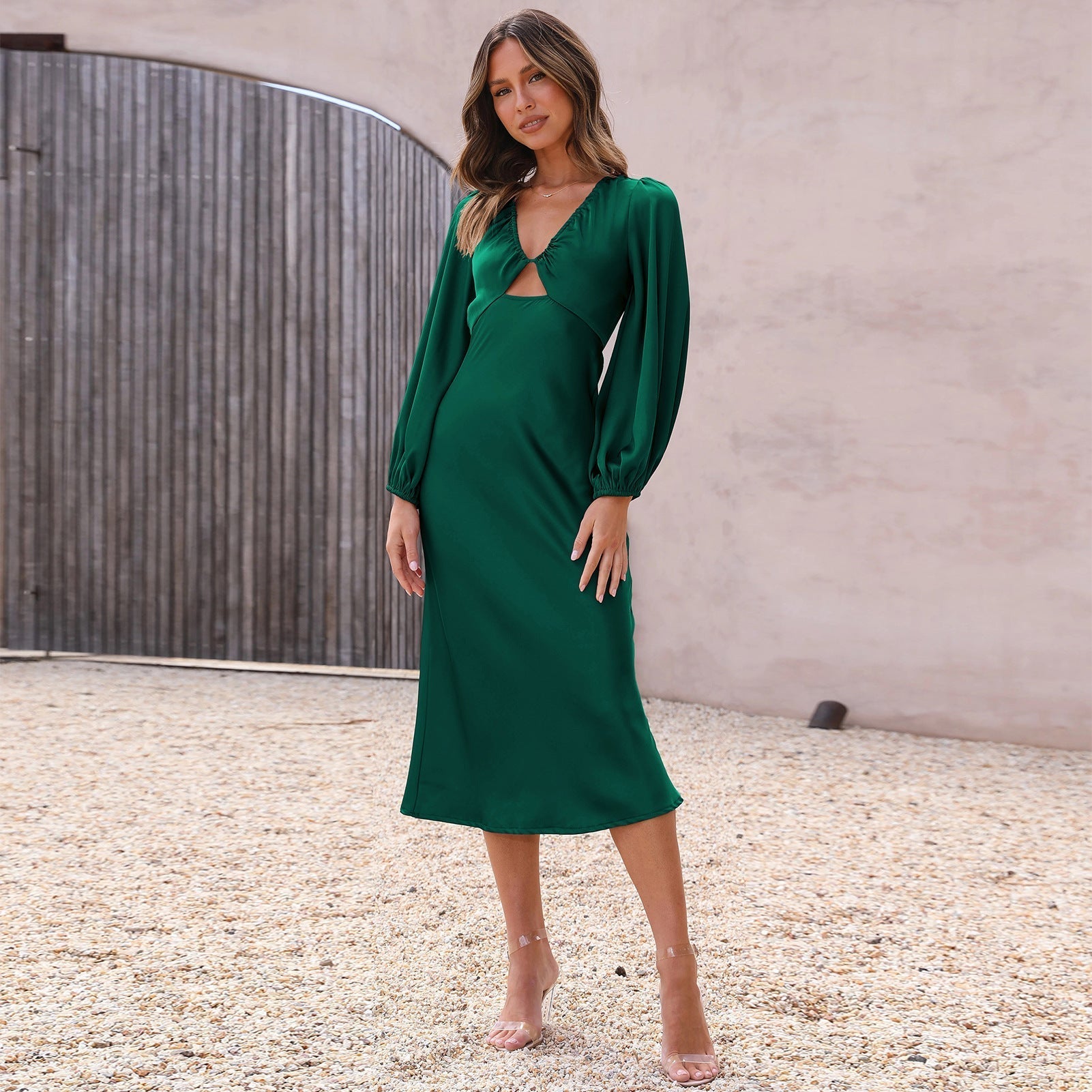 Dress High-Grade Satin Lace-up Backless Bridesmaid Dress Elegant Women's Dress Evening Dress Dress