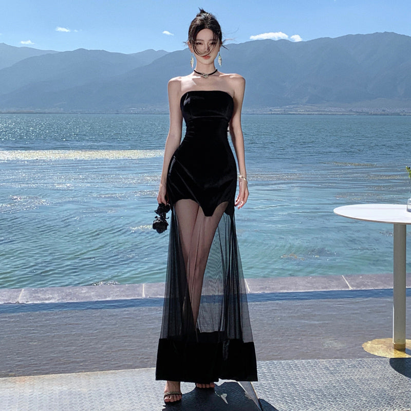 Black Strapless Evening Dress - Elegant Formal & Beach Party Look - VelvetHem