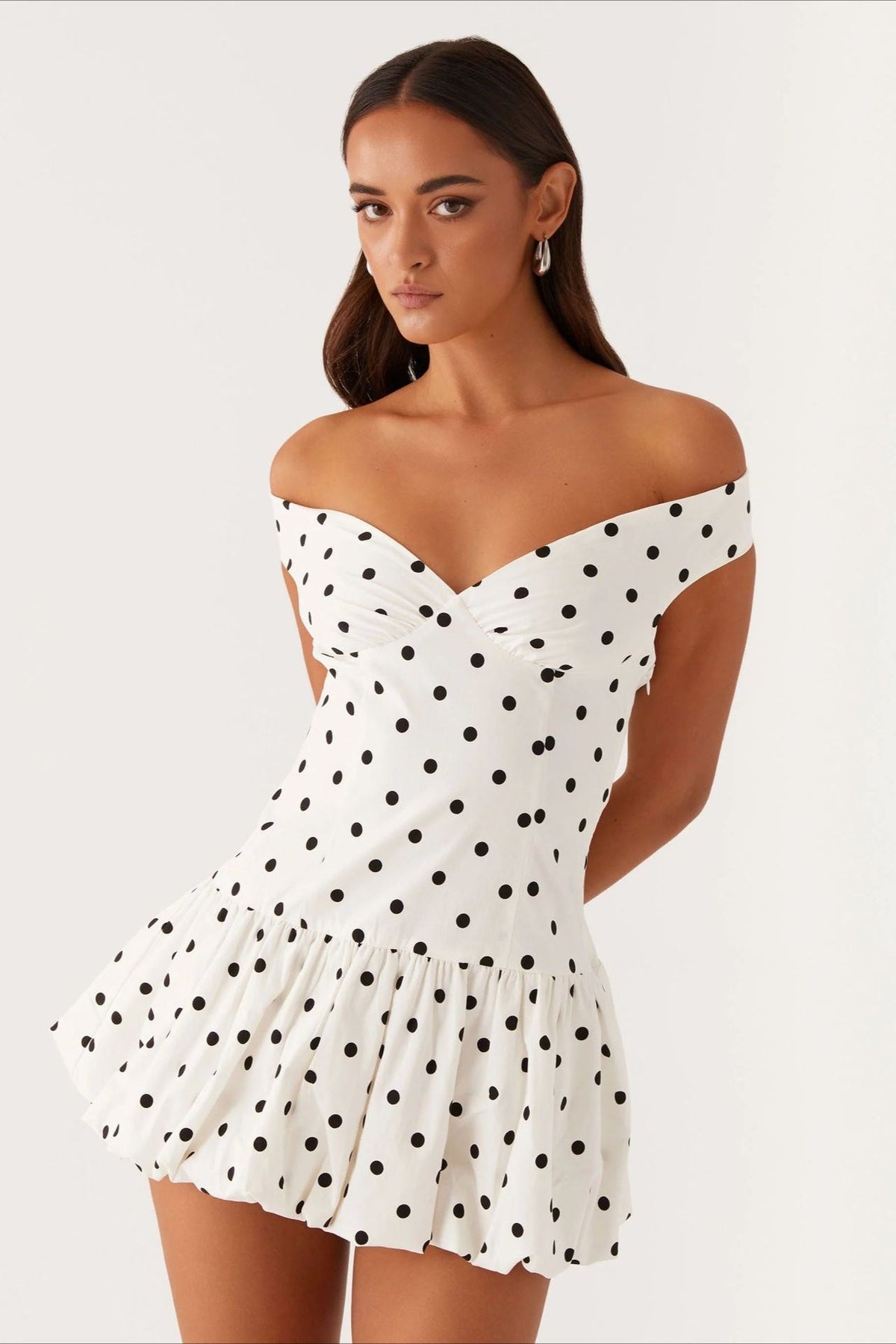 Off-Shoulder Peplum Mini Dress - VelvetHem