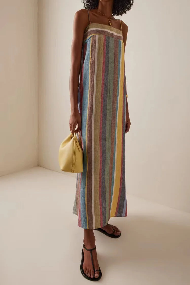Striped Printed Strap Dress with Modern Everyday Styling