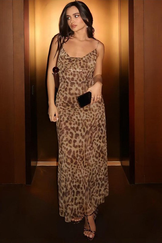 Chic Leopard Backless Party Dress - VelvetHem